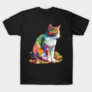Colorful cute cat in pop art style - Lady Cat T-Shirt